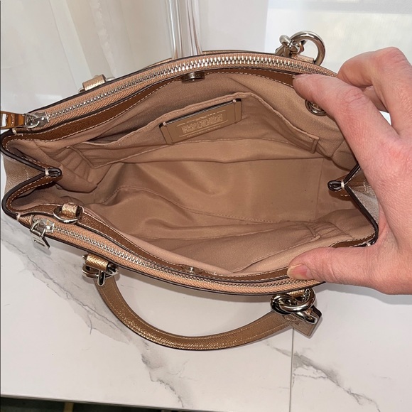 Coach Rose Gold Metallic Satchel Bag w/detachable, long Shoulder Strap - Picture 6 of 11